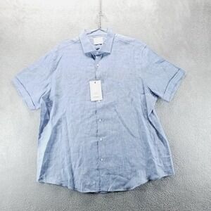 Baird McNutt Murano Shirt Mens‎ XL Blue Linen Short Sleeve Button Up Preppy